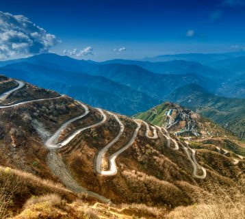 Curvy road, Zuluk. Its on the route of Silk road lies between India and China.
