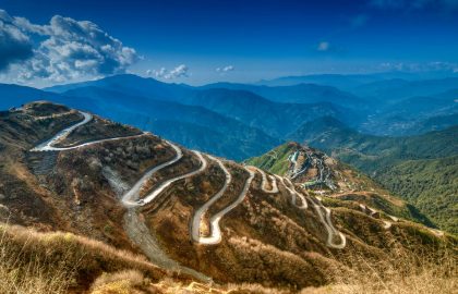 Curvy road, Zuluk. Its on the route of Silk road lies between India and China.