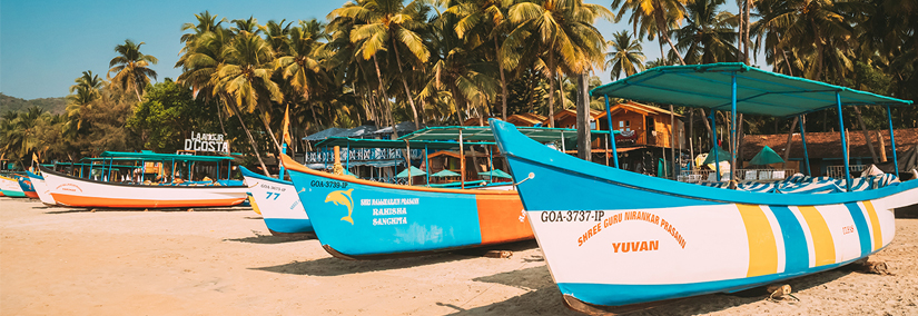 Small boats at Goa Beach