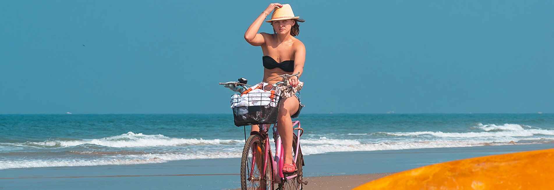 Foreign woman at beach of Goa.