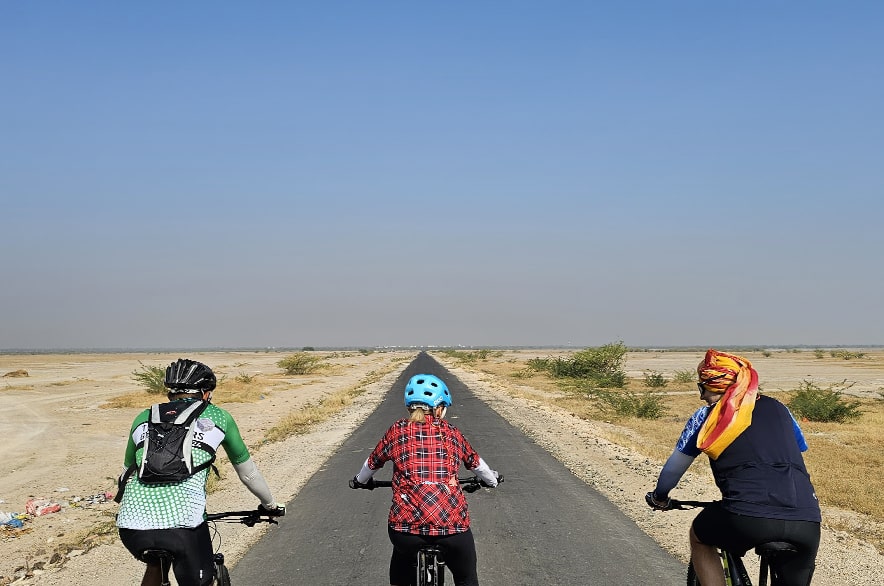 man riding bike in Rajasthan