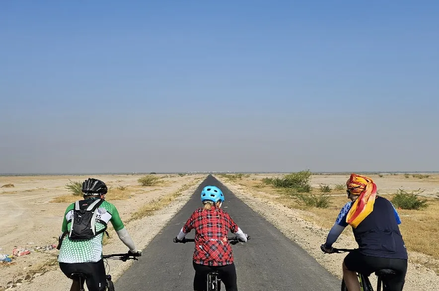 man riding bike in Rajasthan