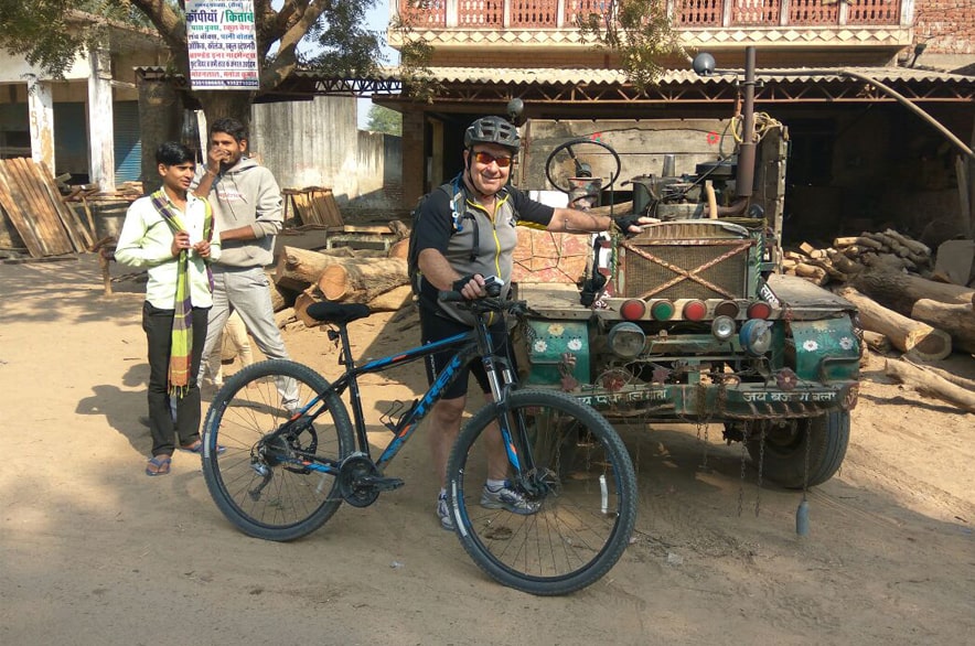 man riding bike in Rajasthan