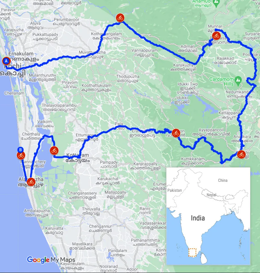 Kerala Cycling Tour - Guaranteed Fixed Departure and Exclusive/Private Tour